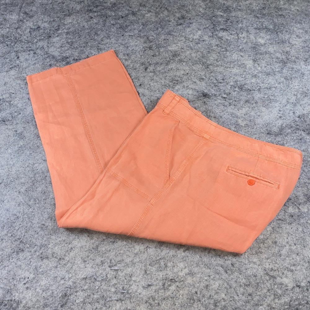 Tommy Bahama Linen Capri Pant Women's 6 Coral Lagenlook Coastal Beach